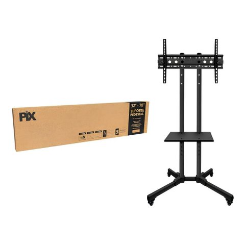 Suporte Movel Pedestal para TV 32 a 70 - com Regulagem de Altura - Preto - Px-37