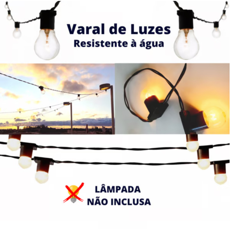 Festão 30mt Varal de Luzes Gambiarra Lâmpadas Decoração - 4