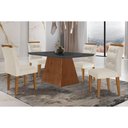 Ver imagem 1 de Conjunto: Mesa de Cozinha Luna C/ Tampo Madeirado C/ Vidro Canto Curvo 120x80cm e 4 Cadeiras