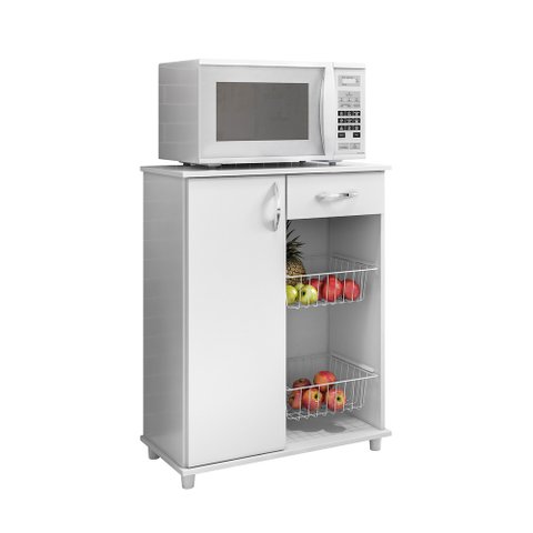 Fruteira Belize New 1 Porta e 1 Gaveta e Cestos Aramados Notável - Branco