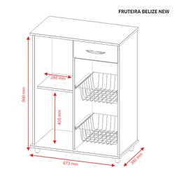 Fruteira Belize New 1 Porta e 1 Gaveta e Cestos Aramados Notável - Branco - 5