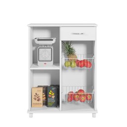 Fruteira Belize New 1 Porta e 1 Gaveta e Cestos Aramados Notável - Branco - 2