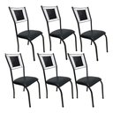 Ver imagem 1 de 6 Cadeira Sala Jantar Mesa Cozinha Americana Tubo Preto Cor do Assento:preto