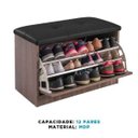 Ver imagem 4 de Sapateira Puff Bau Cama Versatile Premium Luxo até 12 Pares Marrom - Estofado Preto