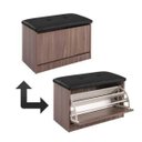 Ver imagem 6 de Sapateira Puff Bau Cama Versatile Premium Luxo até 12 Pares Marrom - Estofado Preto