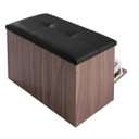 Ver imagem 3 de Sapateira Puff Bau Cama Versatile Premium Luxo até 12 Pares Marrom - Estofado Preto