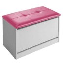Ver imagem 2 de Sapateira Puff Bau Cama Multiuso Luxo até 12 Pares Branco/Estofado Rosa