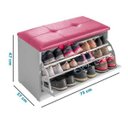 Ver imagem 6 de Sapateira Puff Bau Cama Versatile Premium Luxo até 12 Pares Branco - Estofado Rosa