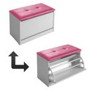 Ver imagem 5 de Sapateira Puff Bau Cama Versatile Premium Luxo até 12 Pares Branco - Estofado Rosa