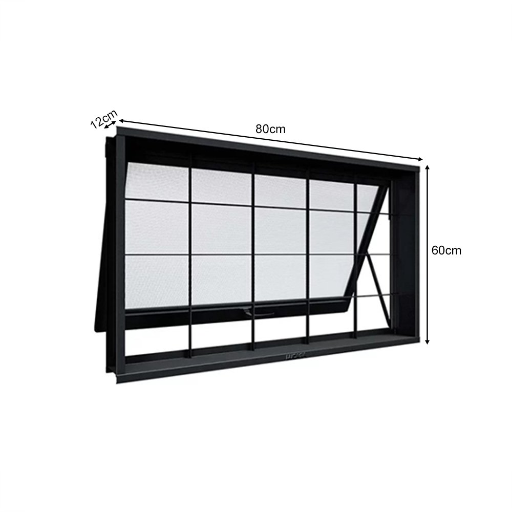 Janela Maxim-ar em Aço com Grade Quadriculada sem Vidro 60x80 R120 Tradição - 2