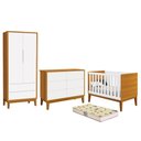 Ver imagem 1 de Dormitório Completo Infantil Classic 2 Portas, Cômoda 6 Gavetas, Berço Branco/Savana com Pés