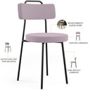 Ver imagem 4 de Kit 06 Cadeiras Decorativas Estofada Para Sala De Jantar Barcelona L02 Suede Rosê - Lyam Decor