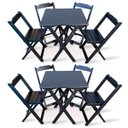 Ver imagem 1 de Kit 2 Conjuntos de Mesa Dobrável com 4 Cadeiras Dobráveis de Madeira 70x70cm Preto - Tarimatã