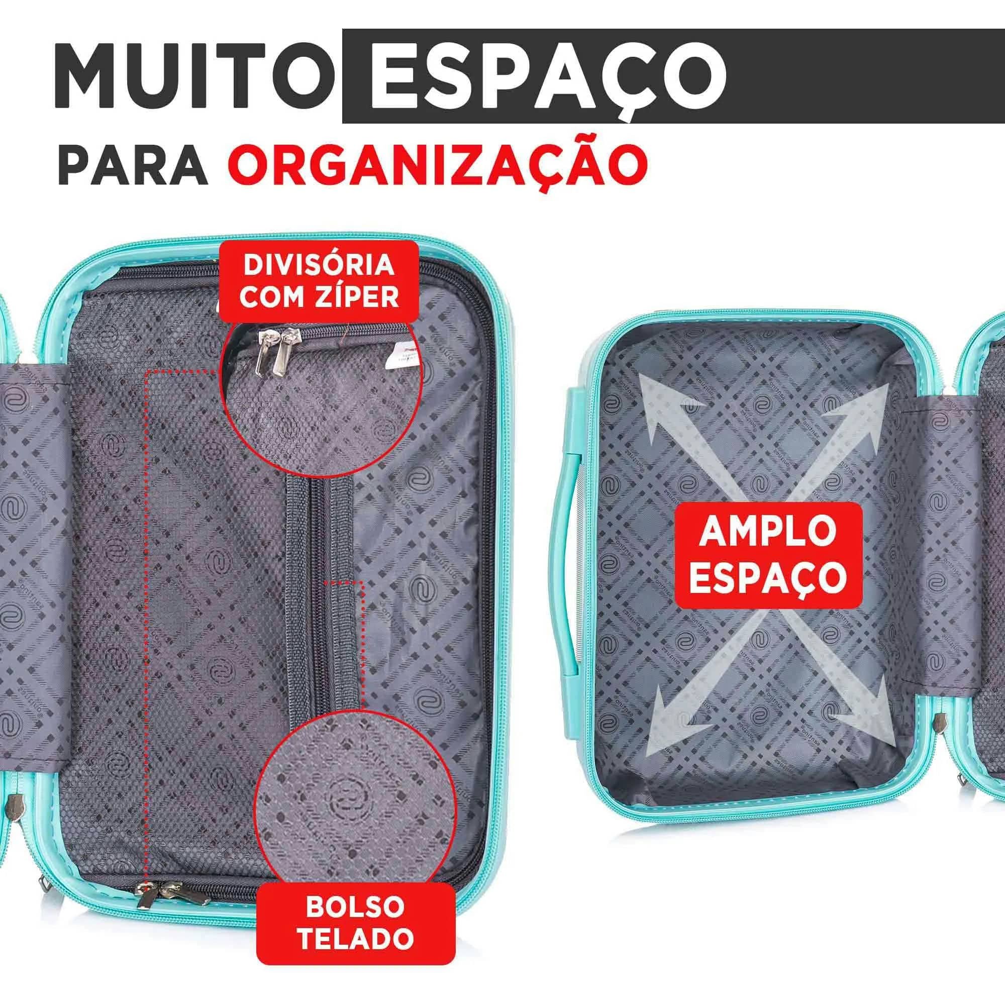 Kit 2 Necessaire Frasqueira Viagem Santino Taf192 Rígida Abs Verde - 5