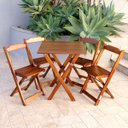 Ver imagem 2 de Kit 2 Conjuntos De Mesa Dobravel Com 4 Cadeiras Dobráveis De Madeira 70x70 Cm Imbuia - Tarimatã