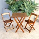 Ver imagem 2 de Conjunto com Jogo de Mesa Dobravel 60x60 com 2 Cadeiras Imbuia - Tarimata