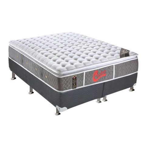 Cama Box King: Colchão Molas Castor Pocket Light Stress Oxygen New + Base CRC Suede Cinza(193x203)