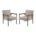 Ver imagem 1 de Kit 2 Poltronas para Sala Trindade Estilo Industrial Linho Bege