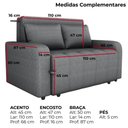 Ver imagem 3 de Sofa Cama 2 Lugares 138 Cm Amora Linho Vancouver Cinza Milani Store Cinza