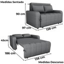 Ver imagem 4 de Sofa Cama 2 Lugares 138 Cm Amora Linho Vancouver Cinza Milani Store Cinza