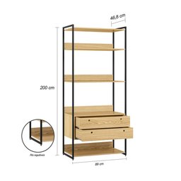 Conjunto Guarda-roupa Closet Industrial Completo Olivar 1 Porta 8 Gavetas 286cm - Pinus - 2