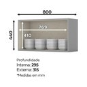 Ver imagem 4 de Armário Aéreo 01 Portas 80cm Belize Henn Cinza