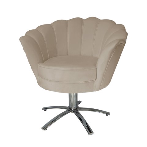 Poltrona Decorativa Pétala Base Giratória Metal Suede Capuccino Ms Decor
