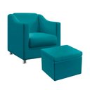 Ver imagem 1 de Poltrona Alya com Puff Quasar Suede Azul Turquesa Aradecor