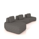 Ver imagem 2 de Sofá 3 Lugares Orgânico com Chaise e 2 Módulos Berlim Bouclê Grafite K01 - D’Rossi