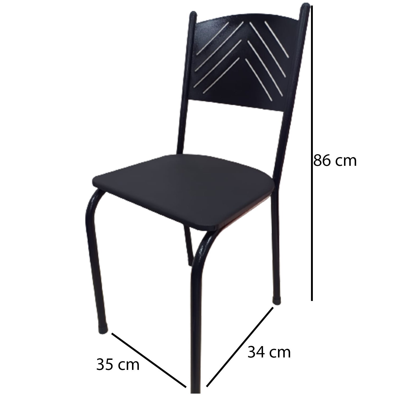 Kit 6 Cadeira Preta para Cozinha Jantar Metal Tubular Almofadada Assento Preto Medcombo - 3