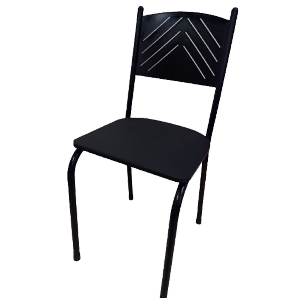 Kit 6 Cadeira Preta para Cozinha Jantar Metal Tubular Almofadada Assento Preto Medcombo - 2