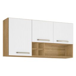 Armário Aéreo Ametista 3 Portas e 4 Garrafas 120 Cm Freijó Supremo - Kits Paraná - 1 Armário Aéreo Ametista 3 Portas e 4 Garrafas 120 Cm Freijó Supremo - Kits Paraná - 1