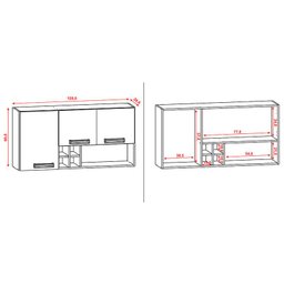 Armário Aéreo Ametista 3 Portas e 4 Garrafas 120 Cm Freijó Supremo - Kits Paraná - 3 Armário Aéreo Ametista 3 Portas e 4 Garrafas 120 Cm Freijó Supremo - Kits Paraná - 3