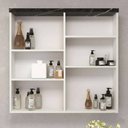 Ver imagem 4 de Armário de Banheiro 100cm 02 Portas com Espelho Ref 1040 - Branco/Portoro