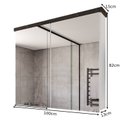 Ver imagem 3 de Armário de Banheiro 100cm 02 Portas com Espelho Ref 1040 - Branco/Portoro
