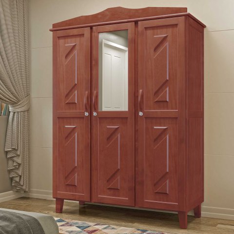 Guarda-roupa Casal com Espelho 3 Portas 3 Gavetas Brasil Móveis Cavazotto