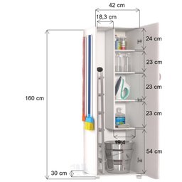 Armário Para Lavanderia Com 4 Prateleiras Com Rodinhas Serviço AJB STORE MULTIUSO - 5 Armário Para Lavanderia Com 4 Prateleiras Com Rodinhas Serviço AJB STORE MULTIUSO - 5