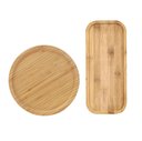 Ver imagem 1 de Conjunto Bandeja para Servir Bambu Eco Prime Redonda e Retangular 2 Peças - Tuut