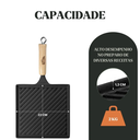 Ver imagem 4 de Bifeteira Estriada Quadrada 22x22cm Cabo Madeira Panela Mineira