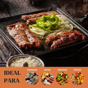 Ver imagem 3 de Bifeteira Estriada Quadrada 22x22cm Cabo Madeira Panela Mineira