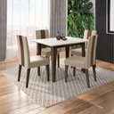 Ver imagem 7 de Mesa de Jantar Kate com 4 Cadeiras Estofadas Linea Suede Amendoa Off White Poliman