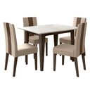 Ver imagem 1 de Mesa de Jantar Kate com 4 Cadeiras Estofadas Linea Suede Amendoa Off White Poliman