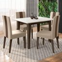 Ver imagem 4 de Mesa de Jantar Kate com 4 Cadeiras Estofadas Linea Suede Amendoa Off White Poliman