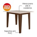 Ver imagem 5 de Mesa de Jantar Kate com 4 Cadeiras Estofadas Linea Suede Amendoa Off White Poliman