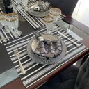 Ver imagem 3 de Kit 4 Serviços Americanos Listrado Preto e Branco Impermeável - 35x45cm