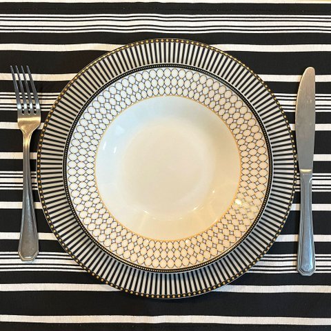Kit 4 Serviços Americanos Listrado Preto e Branco Impermeável - 35x45cm