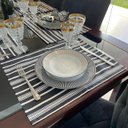 Ver imagem 2 de Kit 4 Serviços Americanos Listrado Preto e Branco Impermeável - 35x45cm