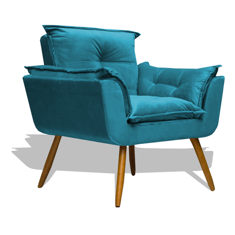 Potrona Opala Decorativaa Suede Azul Turquesa