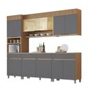 Ver imagem 2 de Cozinha Completa Modulada 5 Peças 9 Portas 4 Gavetas 100% MDF Vidro Reflecta Realeza Premium