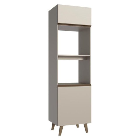 Torre Quente 60 Cm 2 Portas 2 Nichos com Pés Nice Madesa Crema